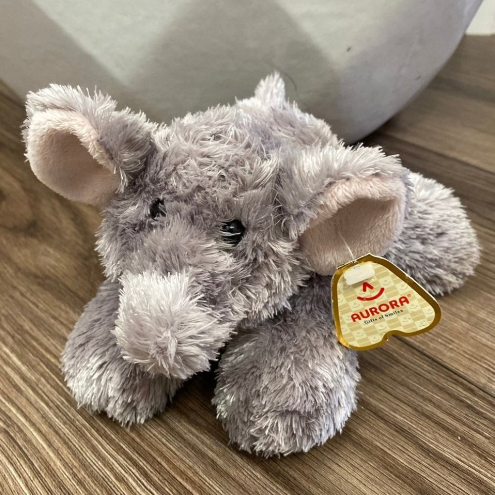 Aurora World Mini Grey Elephant Ellie Plush Stuffed Animal Toy